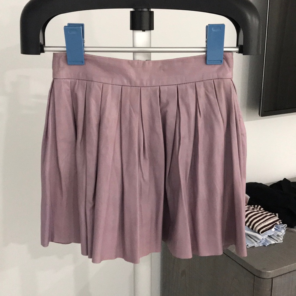 purple REAL leather Alice and Olivia pleated skirt